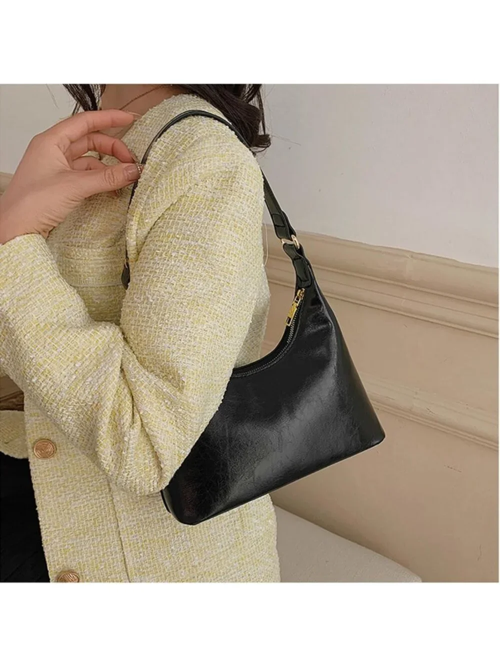 Trendy Mini Vintage Hobo Bag - Small Retro Vegan Leather Handbag for Women